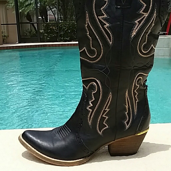 Very Volatile Black Cowboy Boots 